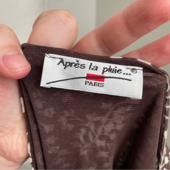 Vintage Apres La Pluie Paris Y2K Brown Babydoll Mesh Overlay Longsleeve Blouse - Picture 5 of 6